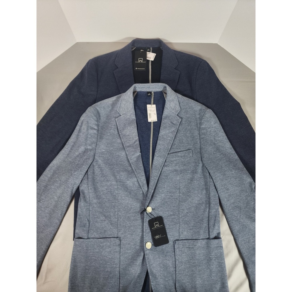 NWT‎ Lot Michael Strahan Mens Modern Fit Knit Sport Coat Blazer Blue Grey Navy M - Picture 2 of 16